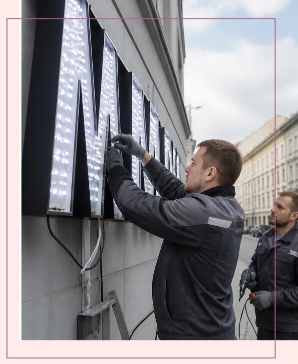 Изготовление и монтаж светодиодных LED вывесок в Мытищах