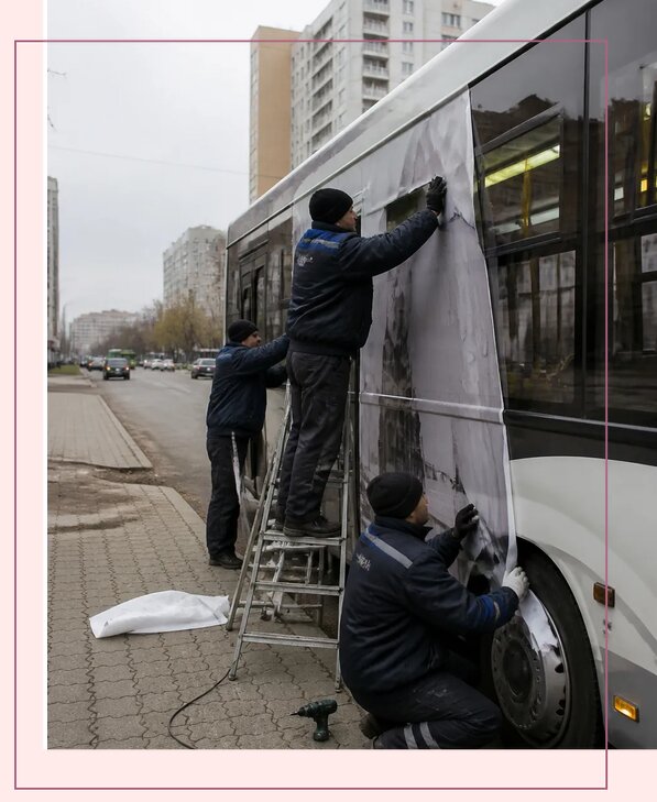 Изготовление и монтаж рекламы на автобусах в Мытищах